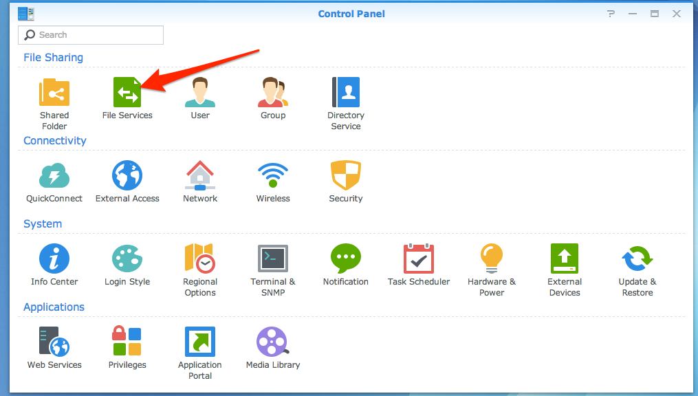 File Services Control Panel